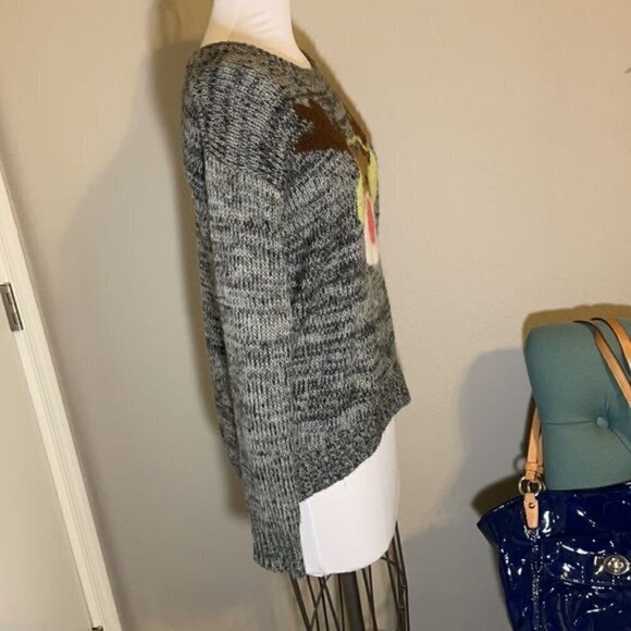 Rewind Cute Ugly Christmas Knit Sweater with a Reindeer Wearing Headphones Sz M - Picture 2 of 10